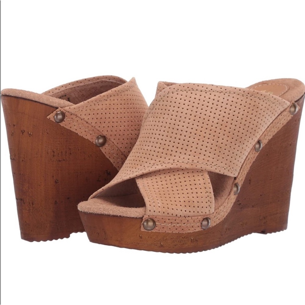 Sbicca Declan Suede Slide Platform Wedge Sandals